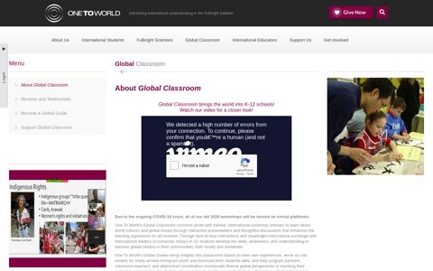 About Global Classroom - One To World