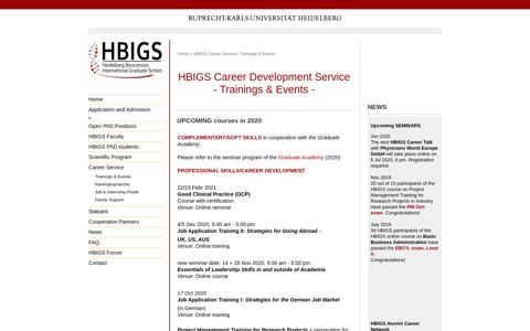 HBIGS Career Service>Courses & Trainings