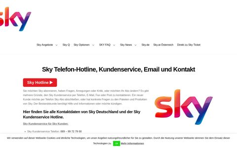 Sky Telefon-Hotline, Anschrift, Kundenservice, E-Mail ...