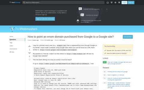 How to point an enom domain purchased from Google to a ...