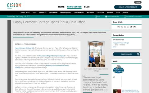 Happy Hormone Cottage Opens Piqua, Ohio Office
