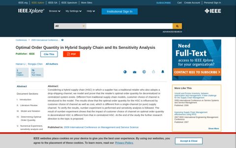 Optimal Order Quantity in Hybrid Supply Chain and Its ...