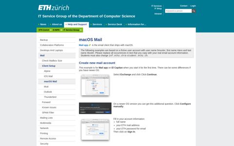 macOS Mail – IT Service Group of the ... - ETH Zurich
