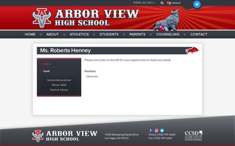 Home - Ms. Roberta Henney - Arbor View High School
