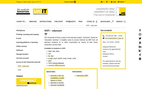 WiFi – eduroam - IT services for students - it uni-graz