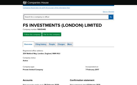FS INVESTMENTS (LONDON) LIMITED - Overview (free ...