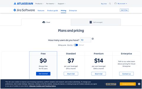 Jira Pricing - Monthly and Annual Subscription Cost per User