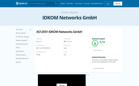 AS12931 IDKOM Networks GmbH - IPinfo.io