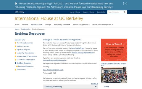 Resident Resources | International House at UC Berkeley