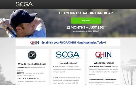 USGA/GHIN Handicap Included With Your SCGA Membership