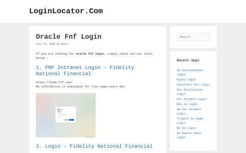Oracle Fnf Login - LoginLocator.Com