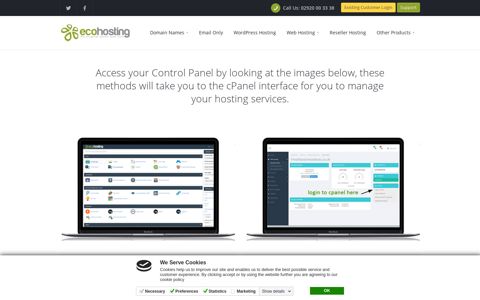 Eco Hosting Dual Control Panel Login Page