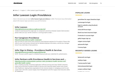 Infor Lawson Login Providence ❤️ One Click Access - iLoveLogin