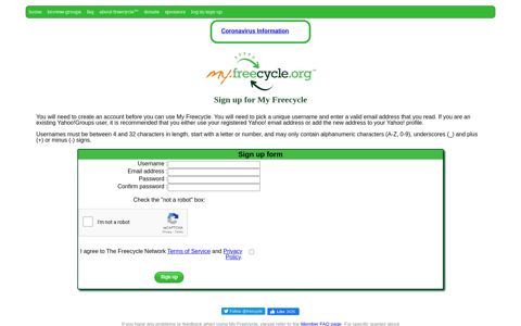 signup for freecycle - My Freecycle Network