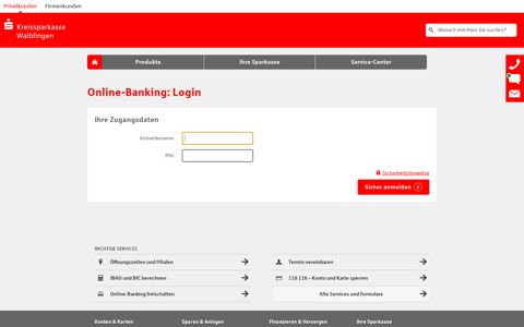 Online-Banking: Login - Kreissparkasse Waiblingen