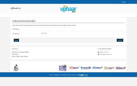 Uphaar | Forgot Password - JK Uphaar - JK Cement
