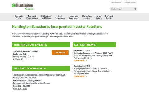Huntington Bank - Investor Relations