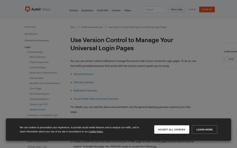 Use Version Control to Manage Your Universal Login Pages
