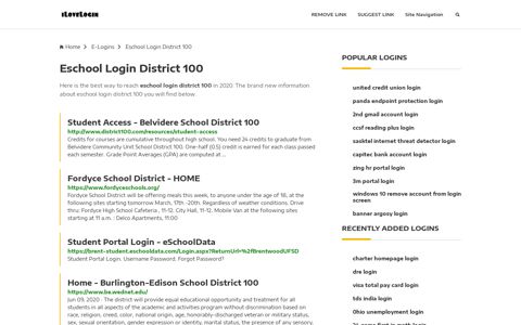 Eschool Login District 100 ❤️ One Click Access - iLoveLogin