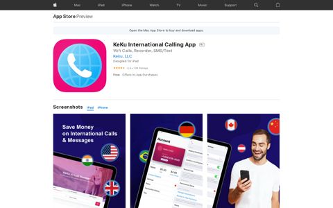 ‎KeKu International Calling App on the App Store