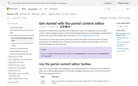 Get started with the portal content editor | Microsoft Docs