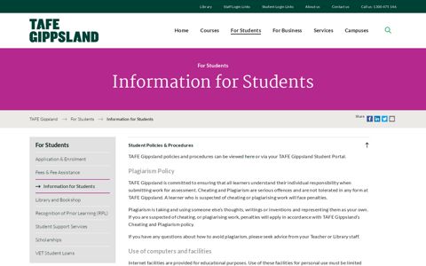 Information for Students - TAFE Gippsland