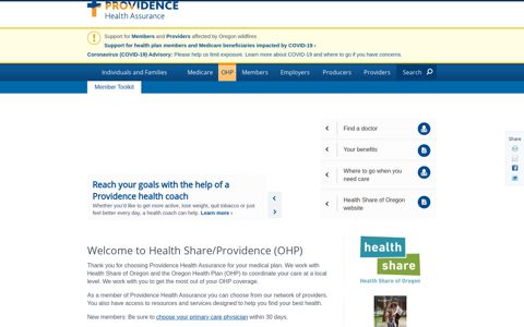 Welcome to Health Share/Providence (OHP) | Health ...