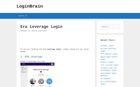 era leverage login - LoginBrain