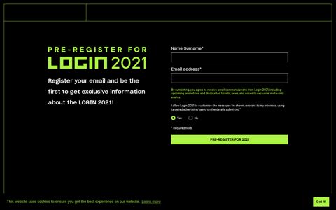 LOGIN 2021 | Pre Register