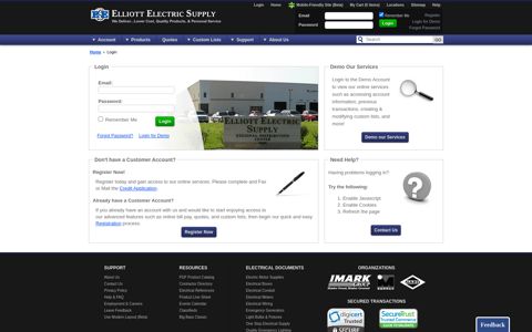 Login - Customer & User Accounts - Elliott Electric Supply