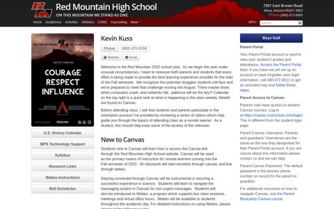 Red Mountain High School » Mr. Kevin Kuss