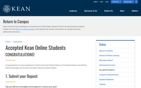 Accepted Kean Online Students | Kean University