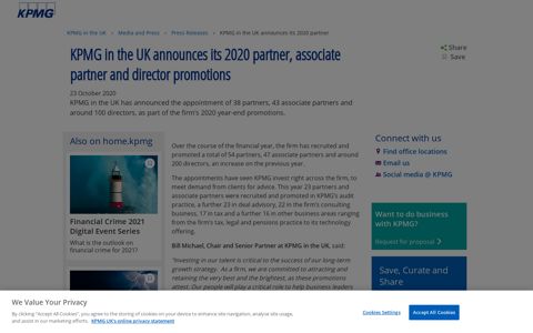 KPMG in the UK announces its 2020 partner - KPMG United ...