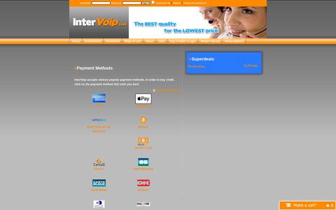 Payment methods - InterVoip