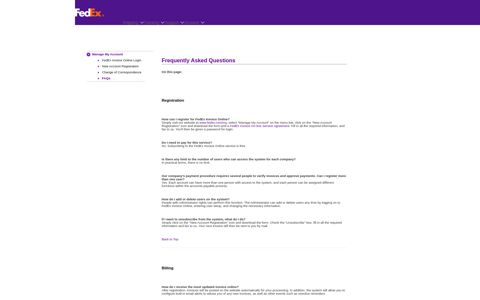 Manage My Account - FAQs - FedEx