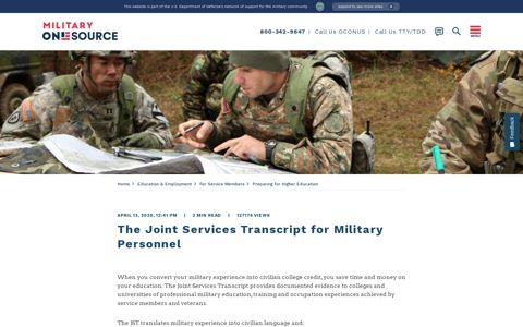 Joint Services Transcript | JST Receive College Credit