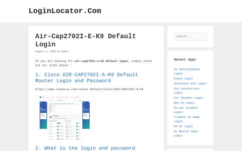 Air-Cap2702I-E-K9 Default Login - LoginLocator.Com