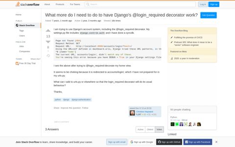 What more do I need to do to have Django's @login_required ...