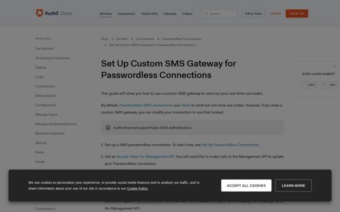 Set Up Custom SMS Gateway for Passwordless Connections