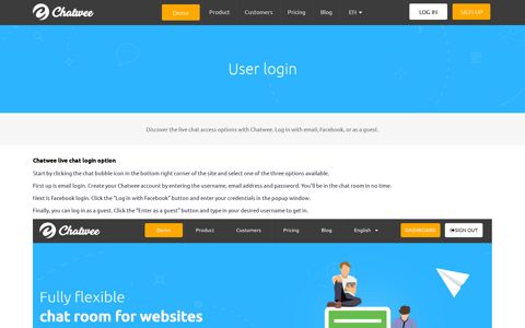 Live chat login options | Chatwee