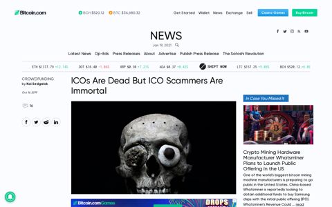 ICOs Are Dead But ICO Scammers Are Immortal - Bitcoin News