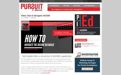 Video: How to Navigate idiCORE - Pursuit Magazine