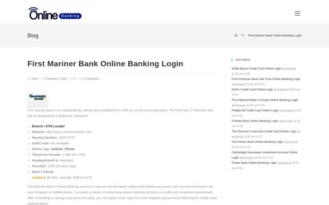 First Mariner Bank Online Banking Login