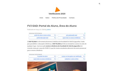 FVJ EAD — Portal do Aluno, Área do Aluno - Vestibulares 2020