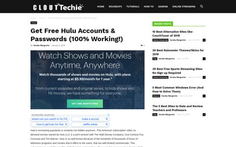 Get Free Hulu Accounts & Passwords (100% Working ...