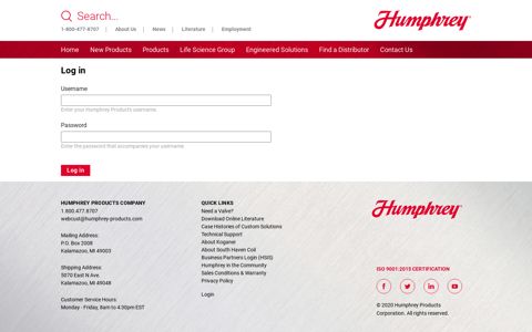 Login - Humphrey Products