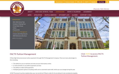 FACTS Tuition Management - O'Dea High School