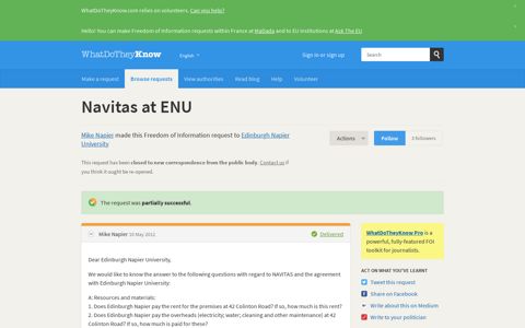 Navitas at ENU - a Freedom of Information request to ...