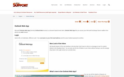 Outlook Web App | ALA Support - American Library Association