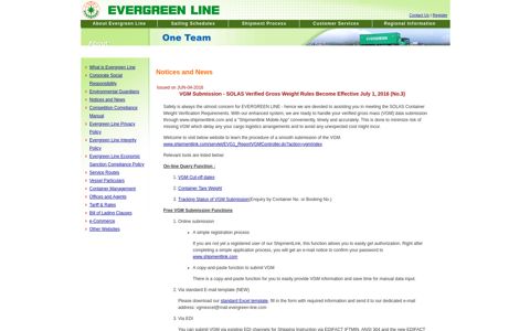 VGM Submission - EVERGREEN LINE